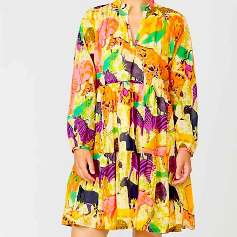 J Crew dress in safari print